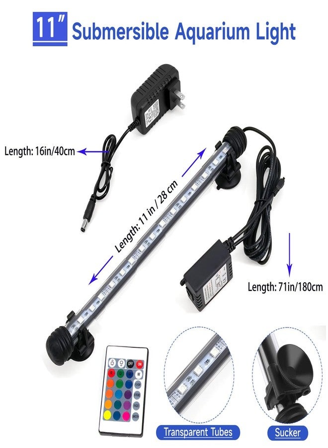أضواء حوض السمك Bolusmll RGB مقاس 11 بوصة، أضواء حوض السمك تحت الماء، مقاومة للماء بمعيار IP68، تغيير الألوان، قابلة للتعديل، ذاكرة، قابلة للغمر، جهاز تحكم عن بعد، غطاء شفط لحوض السمك، شريط إضاءة، أضواء شلال - Image 3